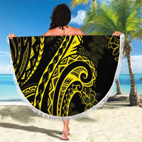 Polynesia Plumeria Lei Beach Blanket Black Gold Curves Motif LT7 - Polynesian Pride