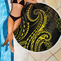 Polynesia Plumeria Lei Beach Blanket Black Gold Curves Motif LT7 - Polynesian Pride