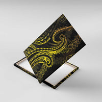 Polynesia Plumeria Lei Canvas Wall Art Black Gold Curves Motif LT7 With Frame Gold - Polynesian Pride