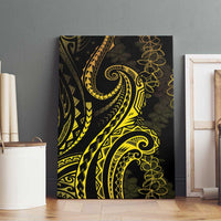 Polynesia Plumeria Lei Canvas Wall Art Black Gold Curves Motif LT7 - Polynesian Pride