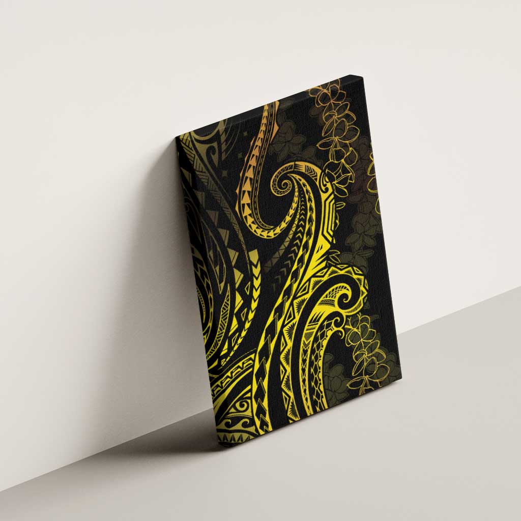 Polynesia Plumeria Lei Canvas Wall Art Black Gold Curves Motif LT7 - Polynesian Pride