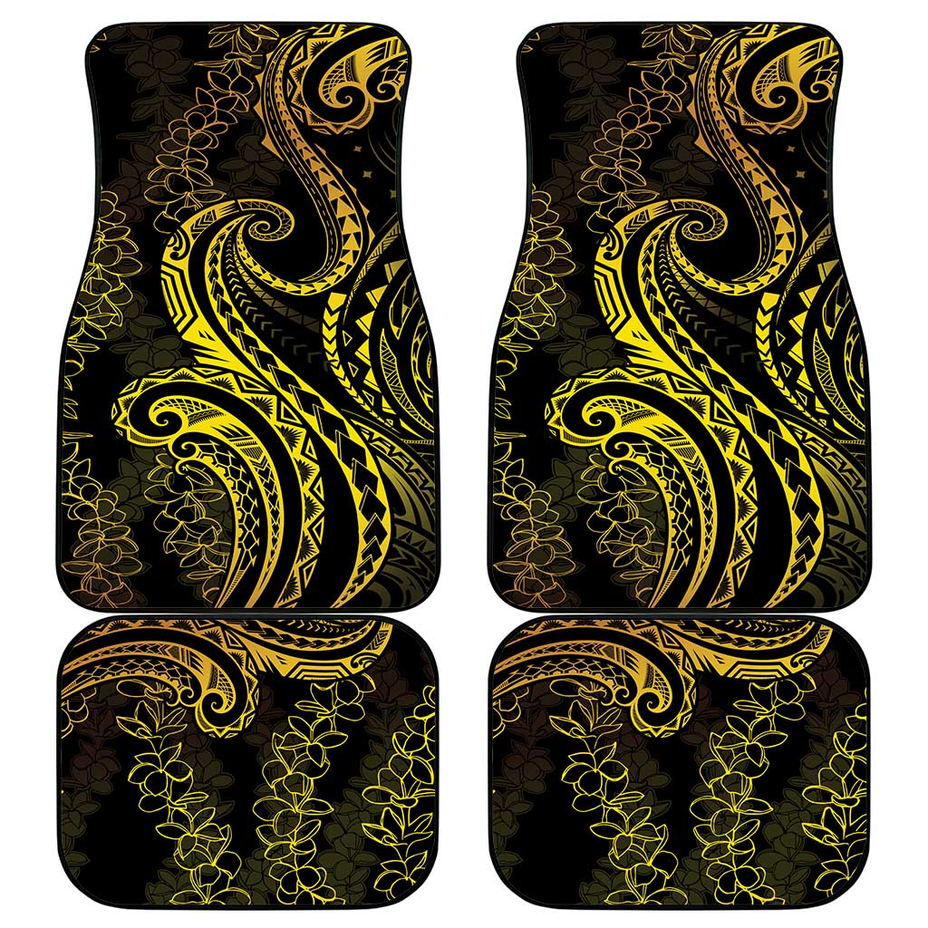 Polynesia Plumeria Lei Car Mats Black Gold Curves Motif LT7 - Polynesian Pride