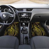 Polynesia Plumeria Lei Car Mats Black Gold Curves Motif LT7 Set 2pcs - Front Gold - Polynesian Pride