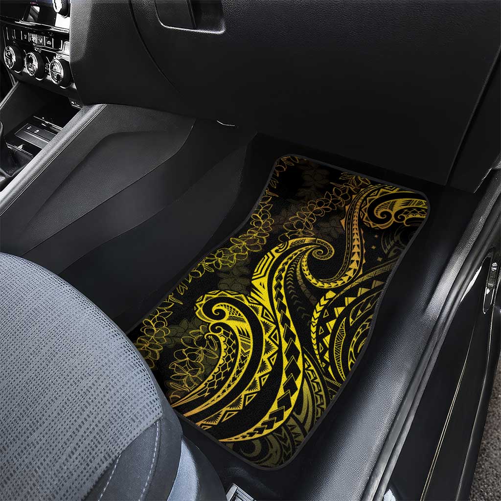 Polynesia Plumeria Lei Car Mats Black Gold Curves Motif LT7 - Polynesian Pride
