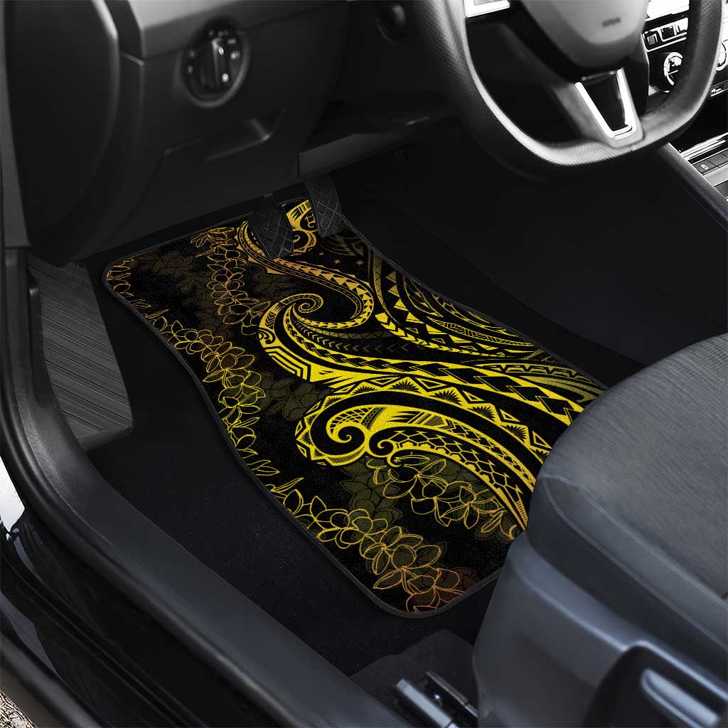 Polynesia Plumeria Lei Car Mats Black Gold Curves Motif LT7 - Polynesian Pride