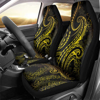 Polynesia Plumeria Lei Car Seat Cover Black Gold Curves Motif