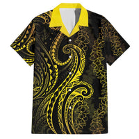 Polynesia Plumeria Lei Hawaiian Shirt Black Gold Curves Motif LT7 Gold - Polynesian Pride