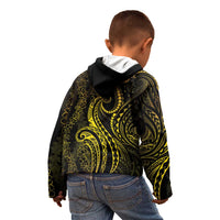 Polynesia Plumeria Lei Kid Hoodie Black Gold Curves Motif