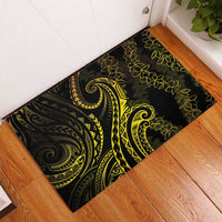 Polynesia Plumeria Lei Rubber Doormat Black Gold Curves Motif LT7 - Polynesian Pride