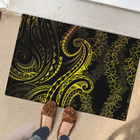 Polynesia Plumeria Lei Rubber Doormat Black Gold Curves Motif LT7 - Polynesian Pride