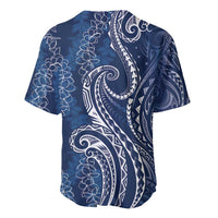 Polynesia Plumeria Lei Baseball Jersey Navy Blue Curves Motif