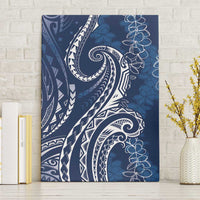 Polynesia Plumeria Lei Canvas Wall Art Navy Blue Curves Motif LT7 Without Frame Navy Blue - Polynesian Pride