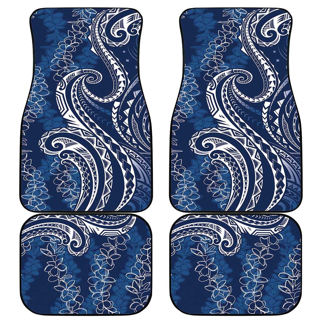 Polynesia Plumeria Lei Car Mats Navy Blue Curves Motif LT7 - Polynesian Pride