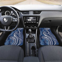 Polynesia Plumeria Lei Car Mats Navy Blue Curves Motif LT7 Set 2pcs - Front Navy Blue - Polynesian Pride