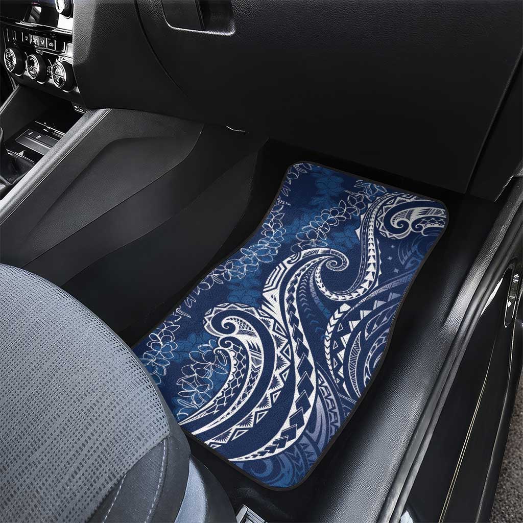 Polynesia Plumeria Lei Car Mats Navy Blue Curves Motif LT7 - Polynesian Pride