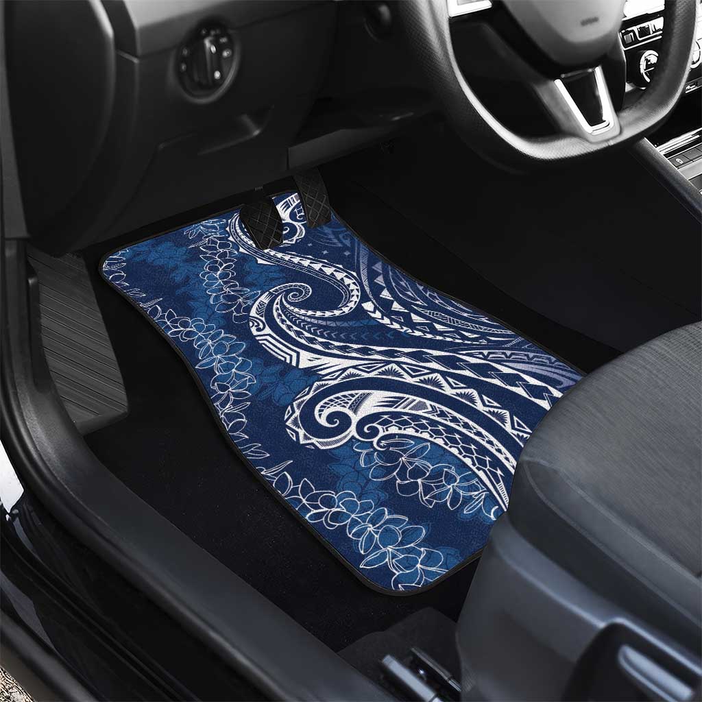 Polynesia Plumeria Lei Car Mats Navy Blue Curves Motif LT7 - Polynesian Pride