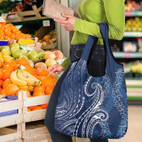 Polynesia Plumeria Lei Grocery Bag Navy Blue Curves Motif LT7 - Polynesian Pride