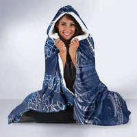 Polynesia Plumeria Lei Hooded Blanket Navy Blue Curves Motif LT7 - Polynesian Pride