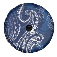 Polynesia Plumeria Lei Spare Tire Cover Navy Blue Curves Motif