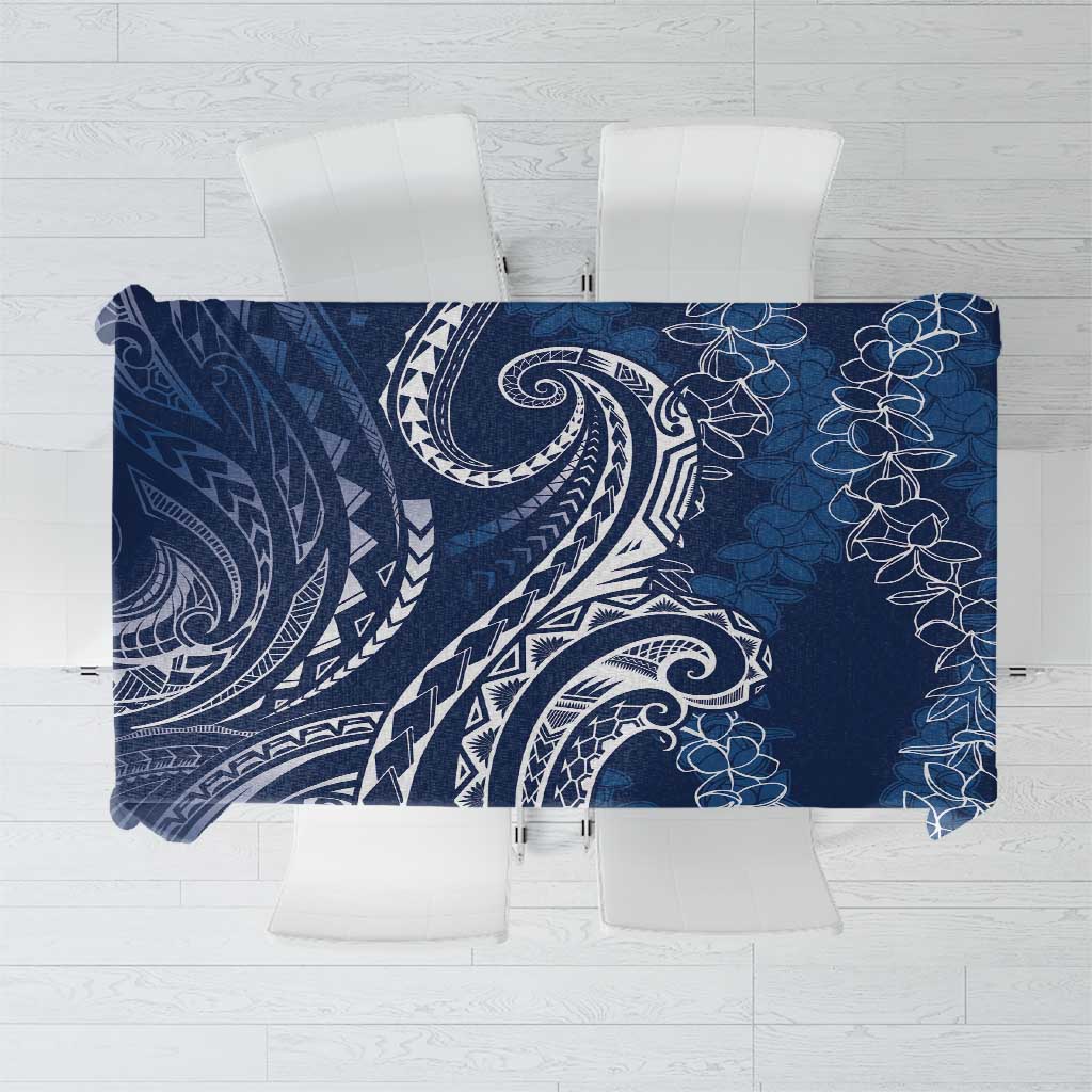 Polynesia Plumeria Lei Tablecloth Navy Blue Curves Motif LT7 Navy Blue - Polynesian Pride