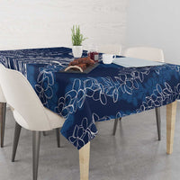 Polynesia Plumeria Lei Tablecloth Navy Blue Curves Motif LT7 - Polynesian Pride