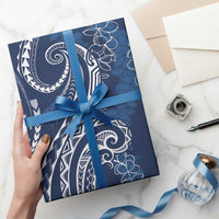 Polynesia Plumeria Lei Wrapping Paper Navy Blue Curves Motif LT7 - Polynesian Pride