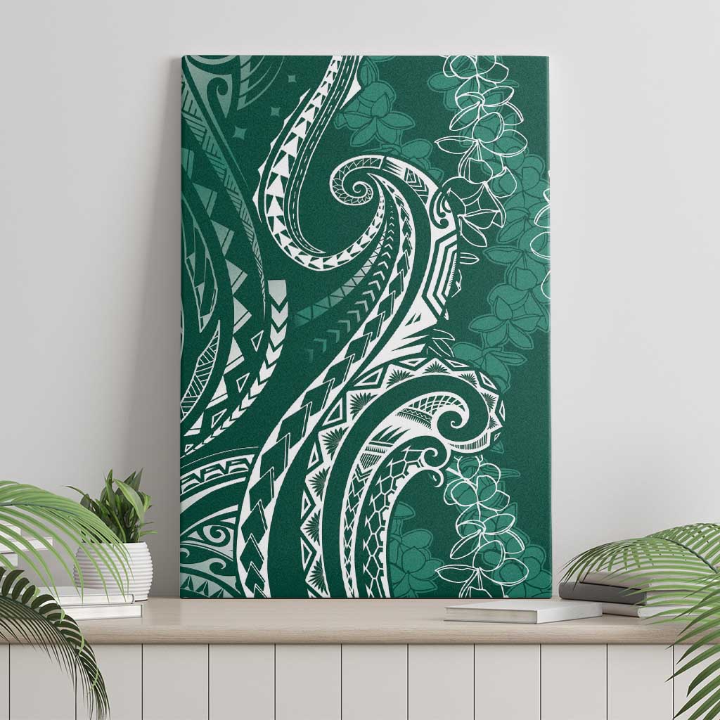 Polynesia Plumeria Lei Canvas Wall Art Sage Green Curves Motif LT7 - Polynesian Pride