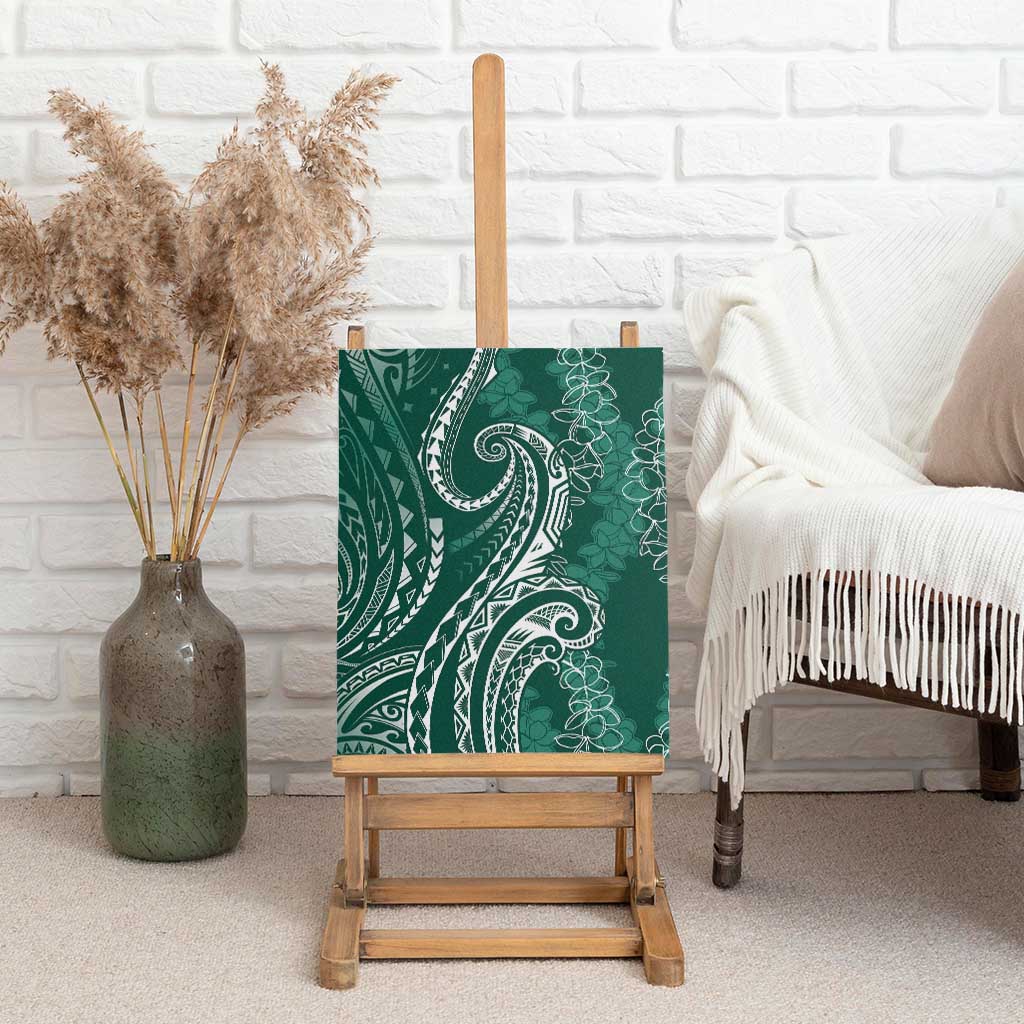 Polynesia Plumeria Lei Canvas Wall Art Sage Green Curves Motif LT7 - Polynesian Pride