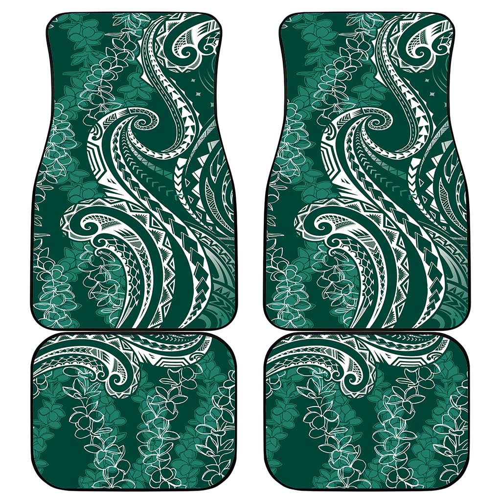 Polynesia Plumeria Lei Car Mats Sage Green Curves Motif LT7 - Polynesian Pride