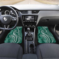Polynesia Plumeria Lei Car Mats Sage Green Curves Motif LT7 Set 2pcs - Front Dark Green - Polynesian Pride