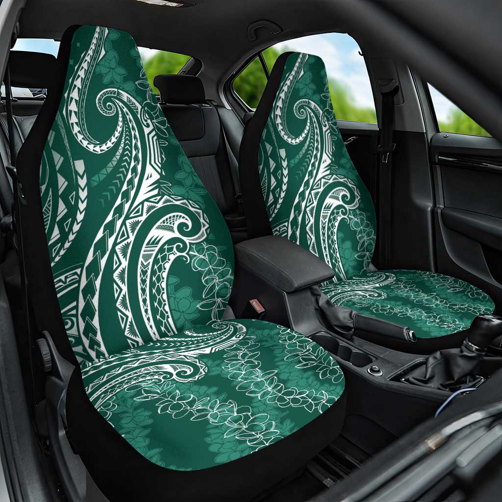Polynesia Plumeria Lei Car Seat Cover Sage Green Curves Motif