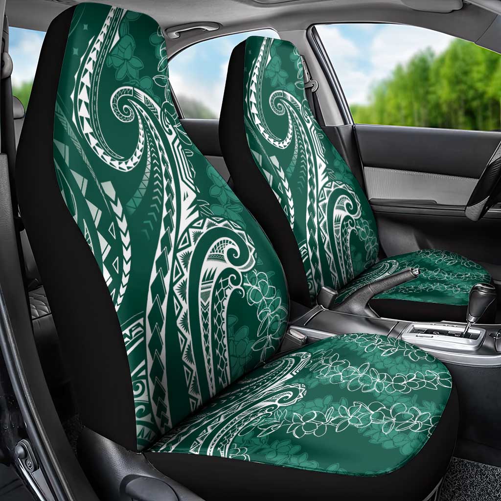 Polynesia Plumeria Lei Car Seat Cover Sage Green Curves Motif