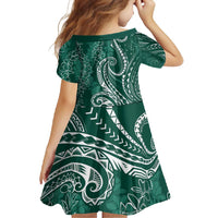 Polynesia Plumeria Lei Family Matching Long Sleeve Bodycon Dress and Hawaiian Shirt Sage Green Curves Motif