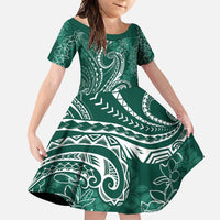 Polynesia Plumeria Lei Family Matching Off Shoulder Maxi Dress and Hawaiian Shirt Sage Green Curves Motif