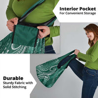 Polynesia Plumeria Lei Grocery Bag Sage Green Curves Motif LT7 - Polynesian Pride