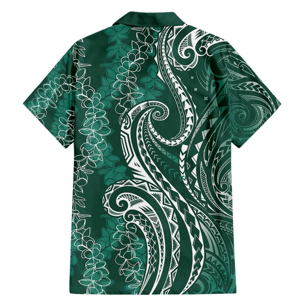 Polynesia Plumeria Lei Hawaiian Shirt Sage Green Curves Motif LT7 - Polynesian Pride
