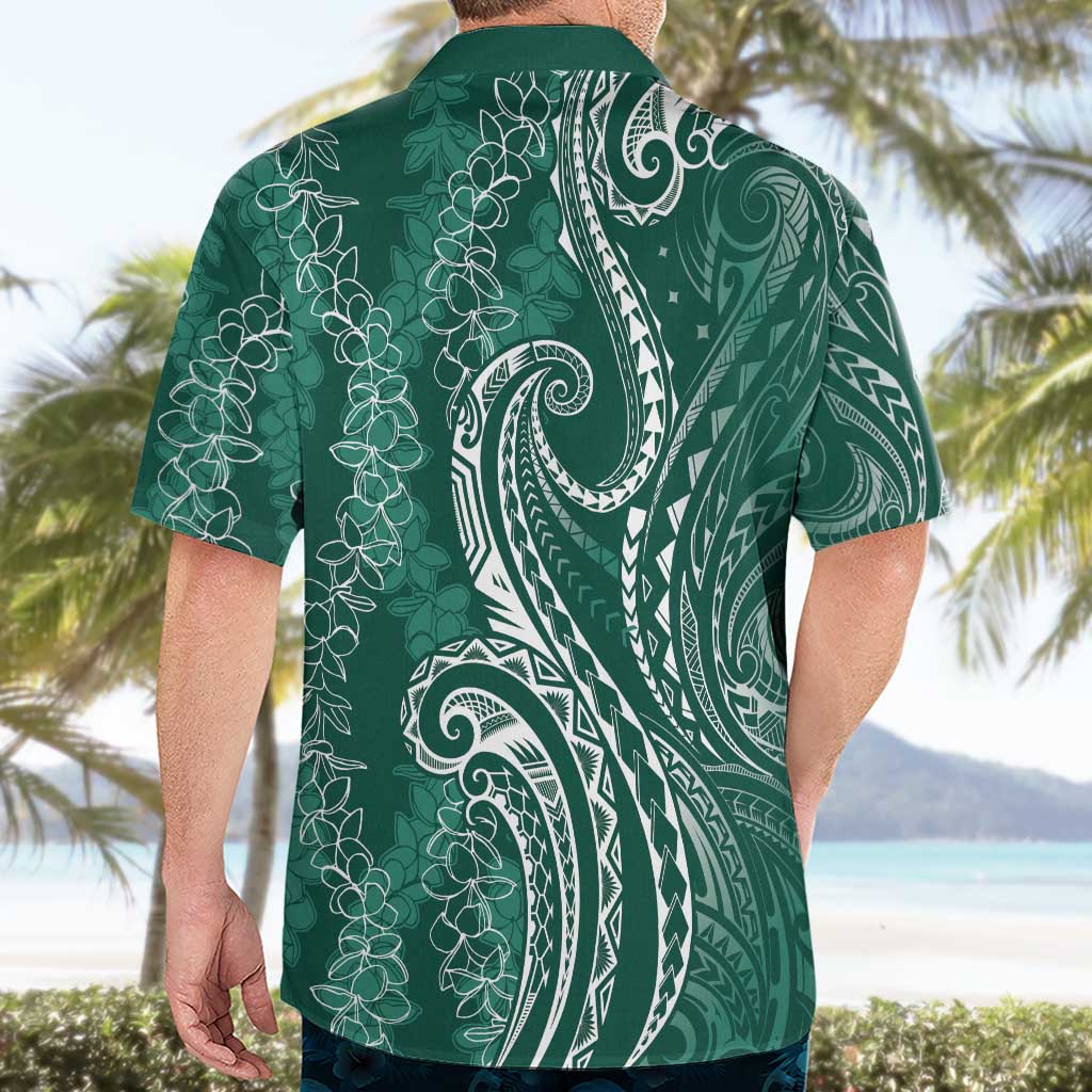 Polynesia Plumeria Lei Hawaiian Shirt Sage Green Curves Motif LT7 - Polynesian Pride