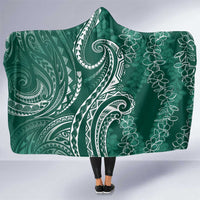 Polynesia Plumeria Lei Hooded Blanket Sage Green Curves Motif LT7 One Size Dark Green - Polynesian Pride