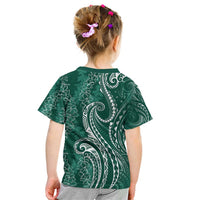 Polynesia Plumeria Lei Kid T Shirt Sage Green Curves Motif