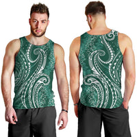 Polynesia Plumeria Lei Men Tank Top Sage Green Curves Motif LT7 - Polynesian Pride