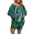 Polynesia Plumeria Lei Off Shoulder Short Dress Sage Green Curves Motif