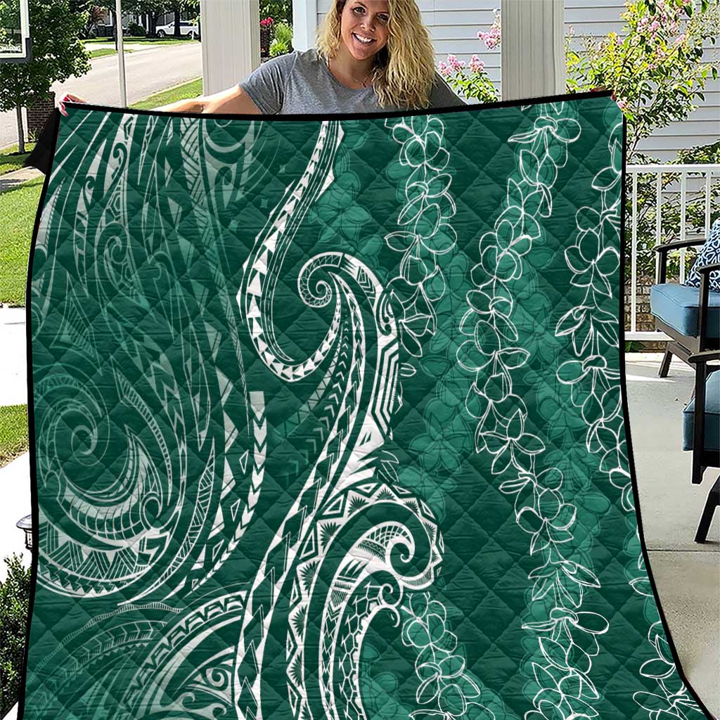 Polynesia Plumeria Lei Quilt Sage Green Curves Motif