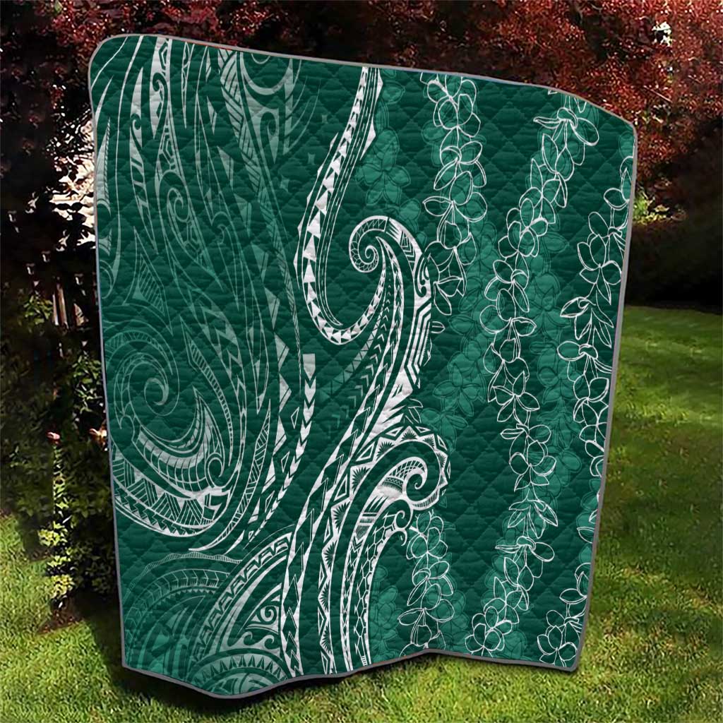 Polynesia Plumeria Lei Quilt Sage Green Curves Motif