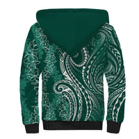 Polynesia Plumeria Lei Sherpa Hoodie Sage Green Curves Motif LT7 - Polynesian Pride