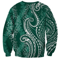 Polynesia Plumeria Lei Sweatshirt Sage Green Curves Motif LT7 - Polynesian Pride
