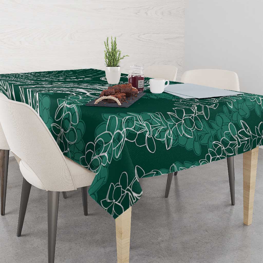 Polynesia Plumeria Lei Tablecloth Sage Green Curves Motif LT7 - Polynesian Pride