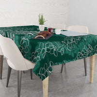 Polynesia Plumeria Lei Tablecloth Sage Green Curves Motif LT7 - Polynesian Pride