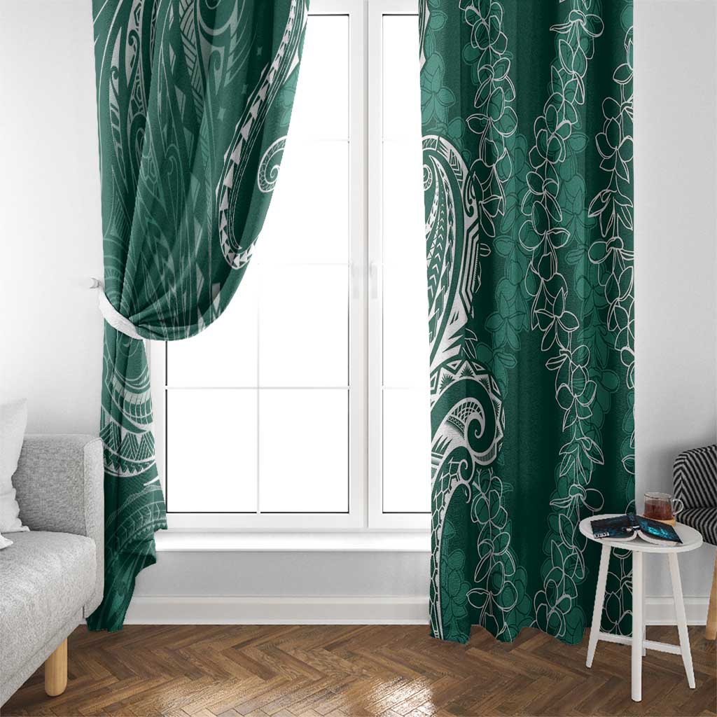 Polynesia Plumeria Lei Window Curtain Sage Green Curves Motif