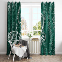 Polynesia Plumeria Lei Window Curtain Sage Green Curves Motif
