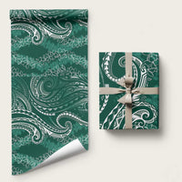 Polynesia Plumeria Lei Wrapping Paper Sage Green Curves Motif LT7 58" × 23" Dark Green - Polynesian Pride